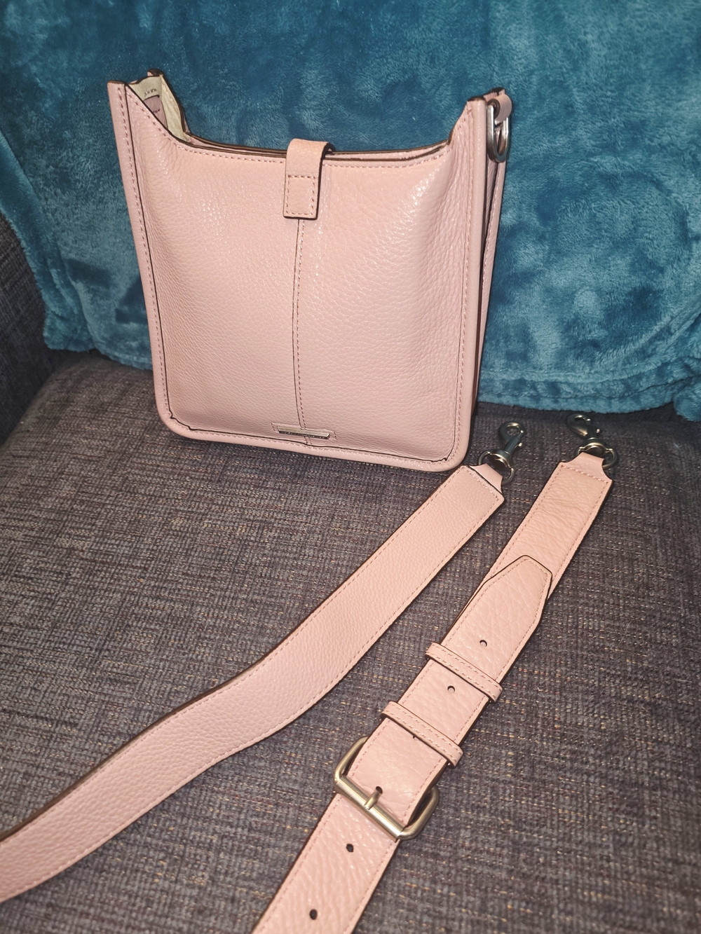 Rebecca Minkoff Kylie Lavendar Unlined Pebbled Leather Crossbody Bag Purse - Picture 11 of 12